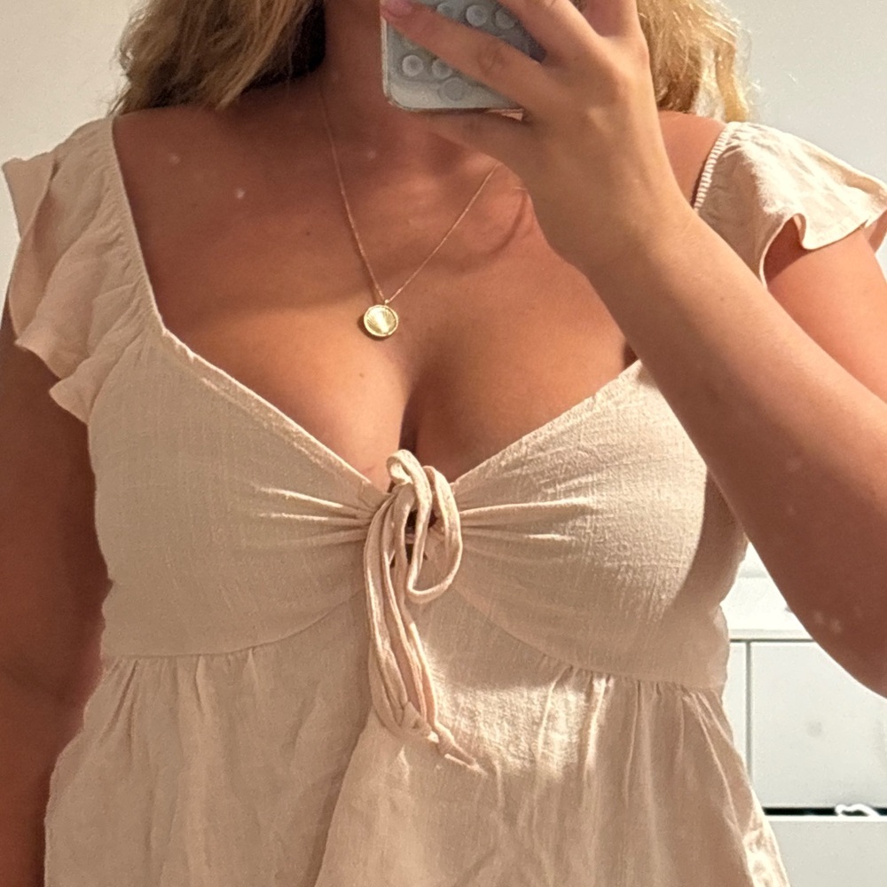 PacSun Cream Tie-Front Top